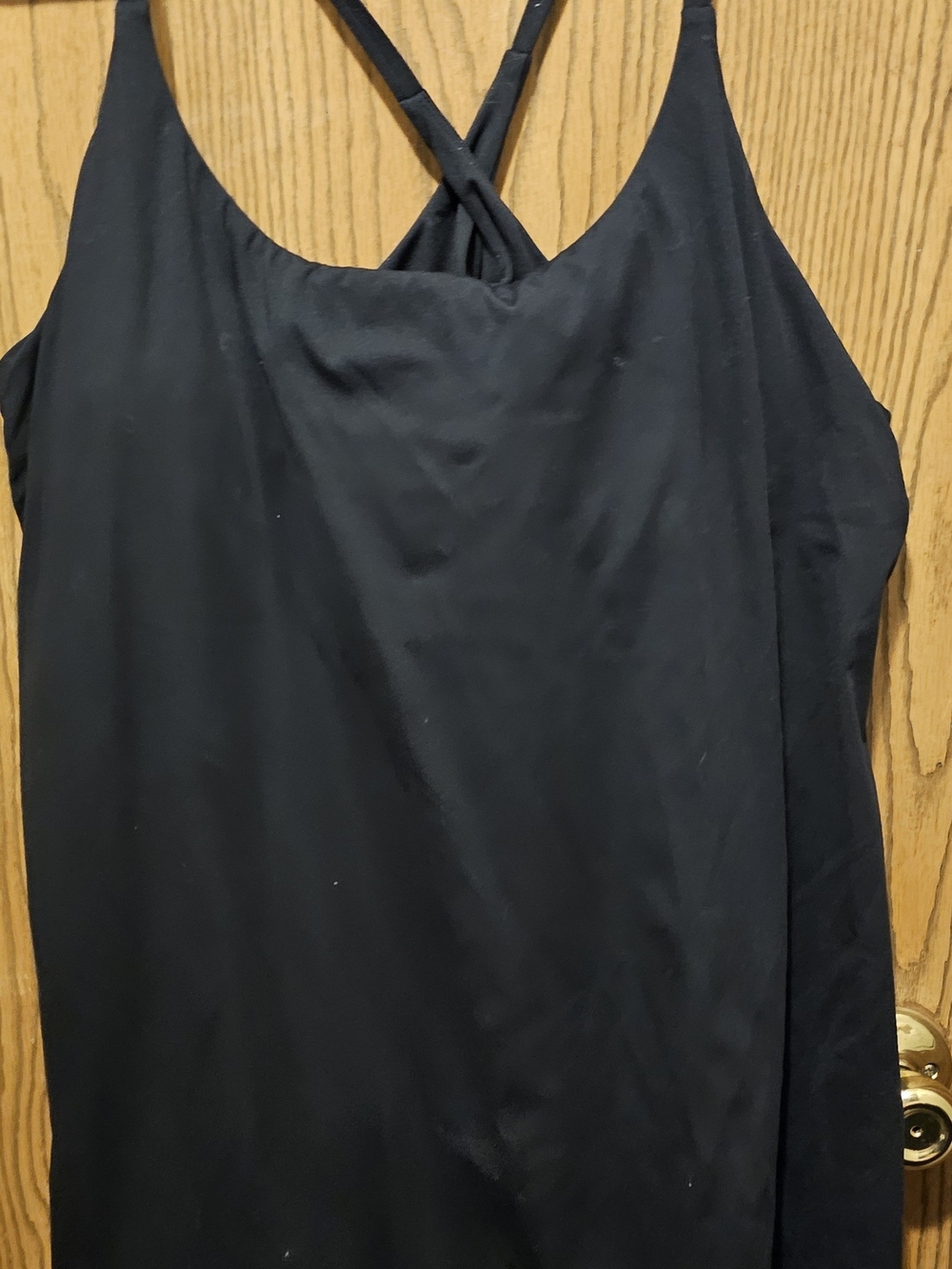 HALARA Black Mini Dress with Crisscross Back Straps